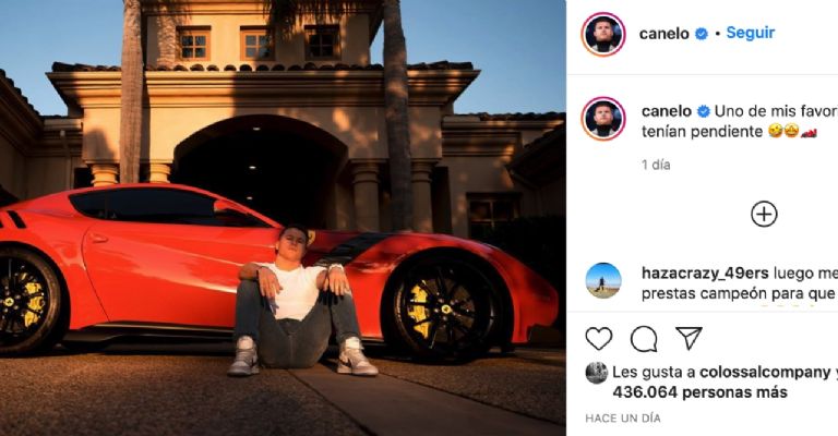 Canelo presume el Ferrari 458