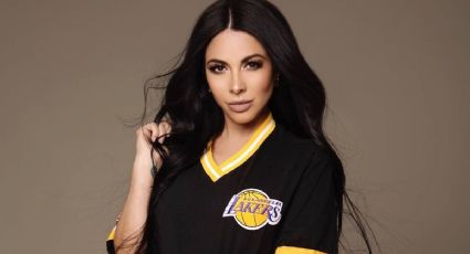 Jimena Sánchez encandila a todos con atuendo de los Lakers y LeBrón a sus espaldas