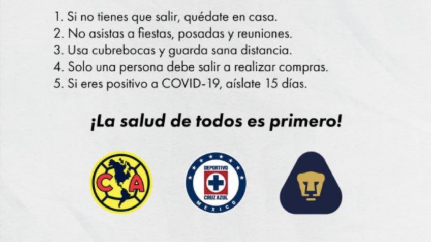 América, Cruz Azul y Pumas piden a sus aficionados no asistir a posadas