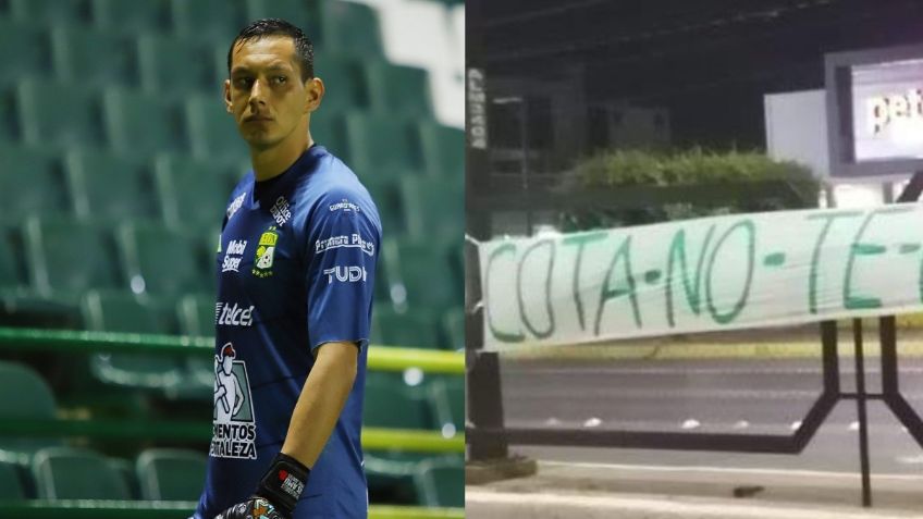 Afición de León lleva manta a Cota tras polémico penal ante Chivas (FOTO)