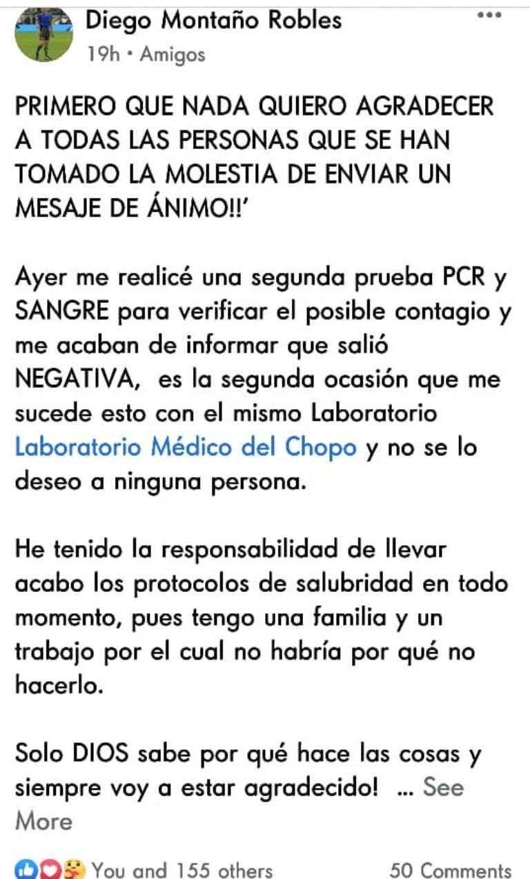 Esta fue la publicación del silbante en la que denunció el falso diagnóstico