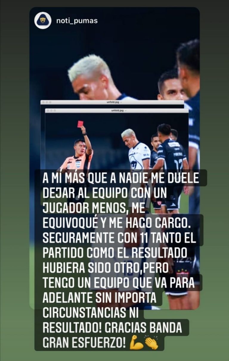 Favio Álvarez, Pumas Unam, Heraldo Deportes, Expulsión, Disculpas, Deportes, Noticias,