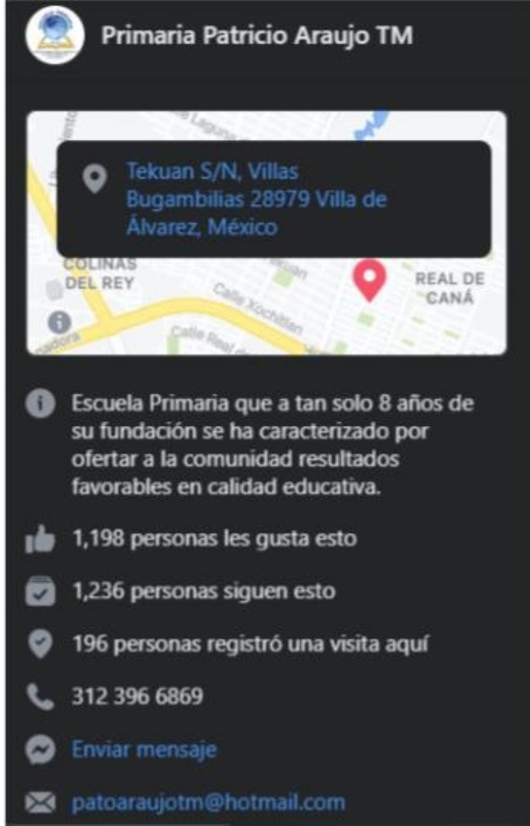 Fuente: Facebook Primaria Patricio Araujo TM