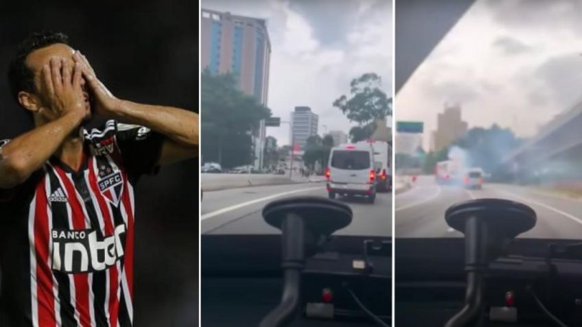 Aficionados del San Pablo lanzan bombas al camión de su equipo en Brasil (VIDEO)