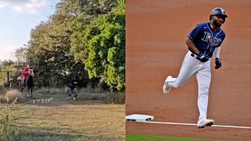 Randy Arozarena muestra su velocidad al competir con un caballo (VIDEO)