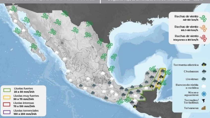 Frente frío 8: ¿Qué estados serán afectados por lluvias este 17 de noviembre?