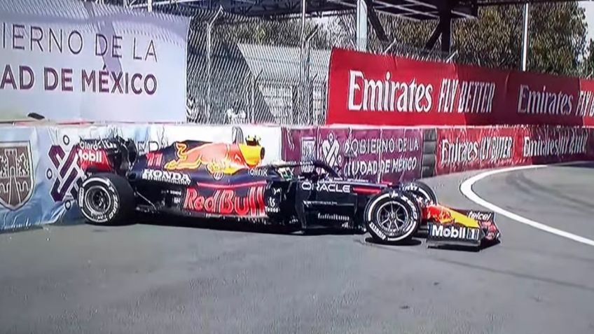 Checo Pérez CHOCA en P1 del GP de México: ¿sufrió daños el motor? (VIDEO)