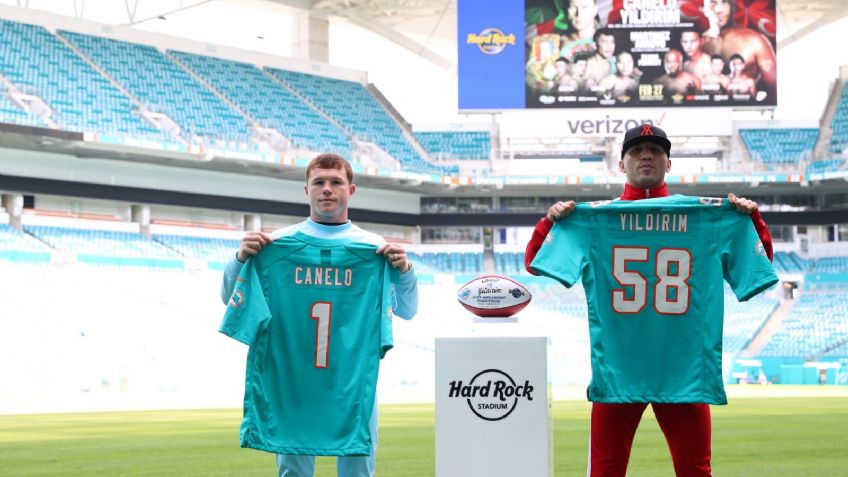 Canelo Álvarez y Avni Yildirim chocan en casa de Miami Dolphins, previo a su pelea