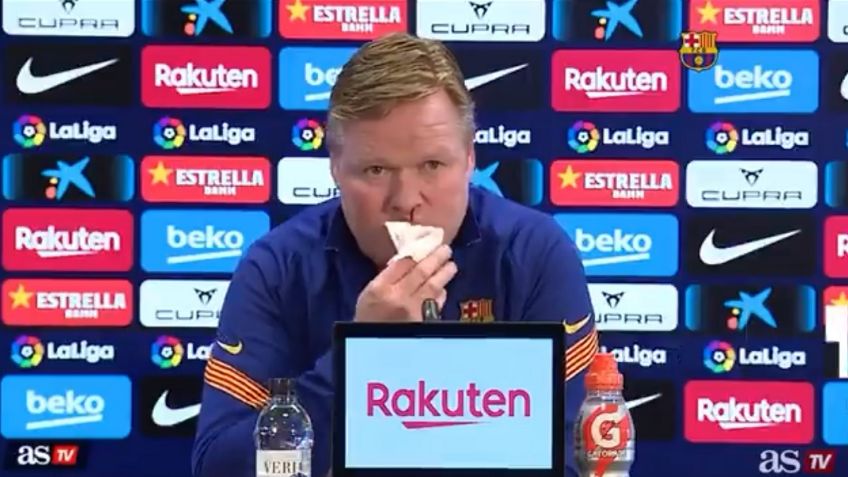 Koeman detiene conferencia en Barcelona tras HEMORRAGIA en la nariz (VIDEO)