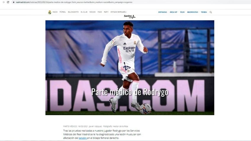 Real Madrid sufre hackeo en su web oficial por supuesta lesión de Rodrygo