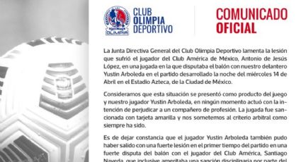 Club América: Olimpia defiende a su jugador tras fractura a Chucho López