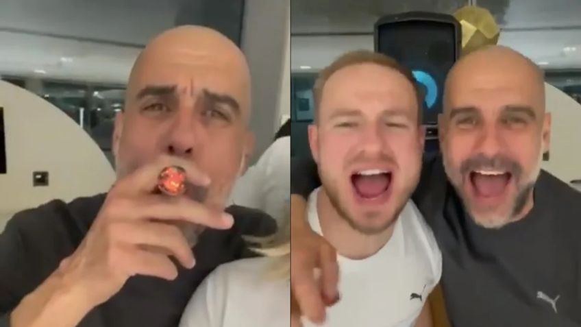 Pep Guardiola, de fiesta con el City: fuma un puro y canta con Oasis (VIDEO)