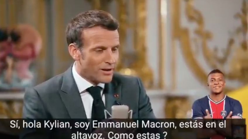 Emmanuel Macron bromea con Mbappé sobre su futuro: "¿Te vas al Marsella?" (VIDEO)