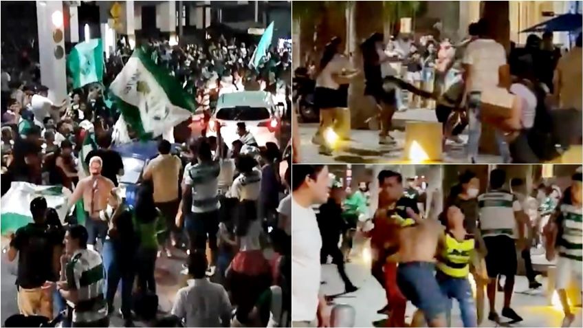 CAOS y PELEAS en festejos de afición de Santos Laguna por pase a la final (VIDEOS)
