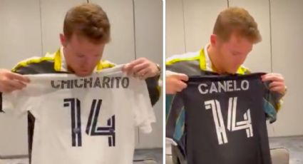 Canelo Álvarez recibe mensaje y camiseta de Chicharito, previo a su pelea (VIDEO)