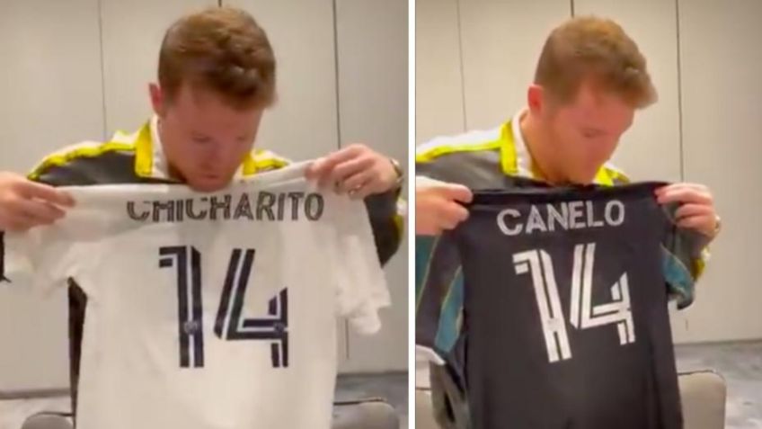 Canelo Álvarez recibe mensaje y camiseta de Chicharito, previo a su pelea (VIDEO)