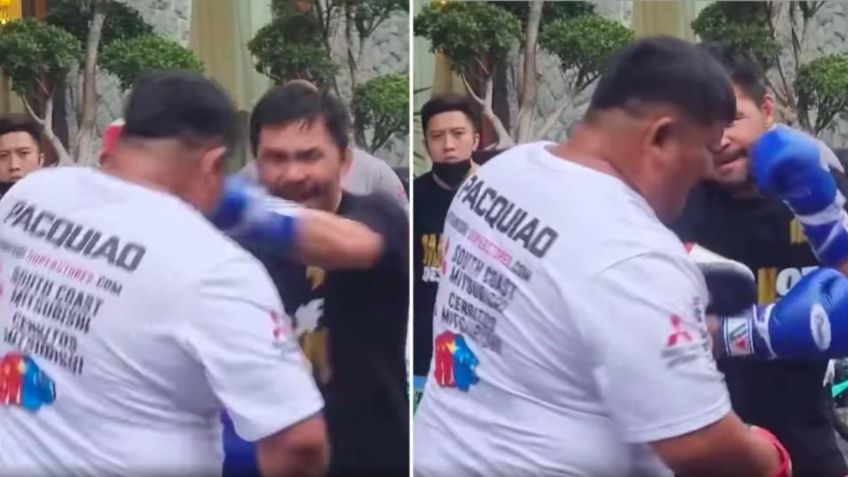 Pacquiao golpea por accidente a su entrenador y advierte a Errol Spence