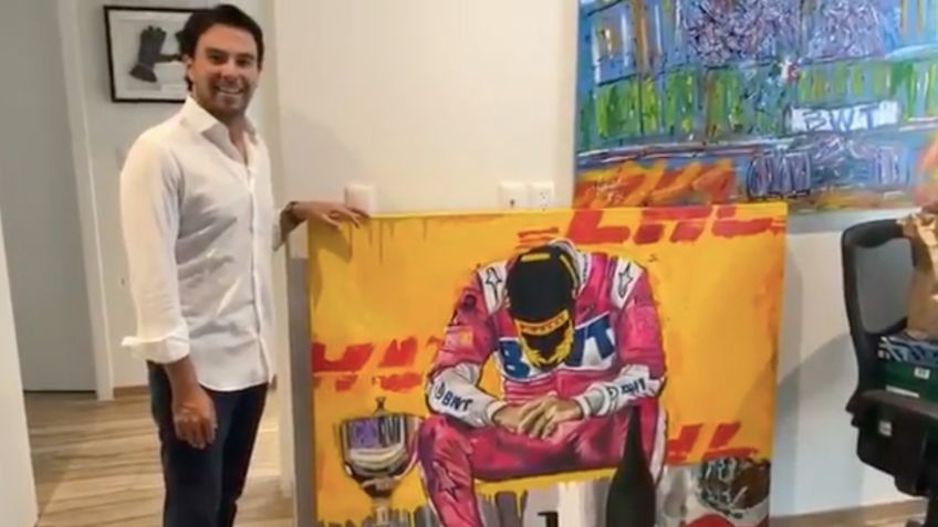 Checo Pérez, de la F1 a ser pieza de museo; aficionada lo pinta en un cuadro