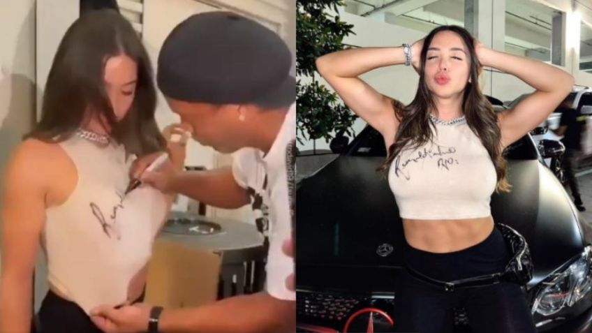 Ronaldinho pasa apuros con una fan que le pidió firmar su pecho (VIDEO)