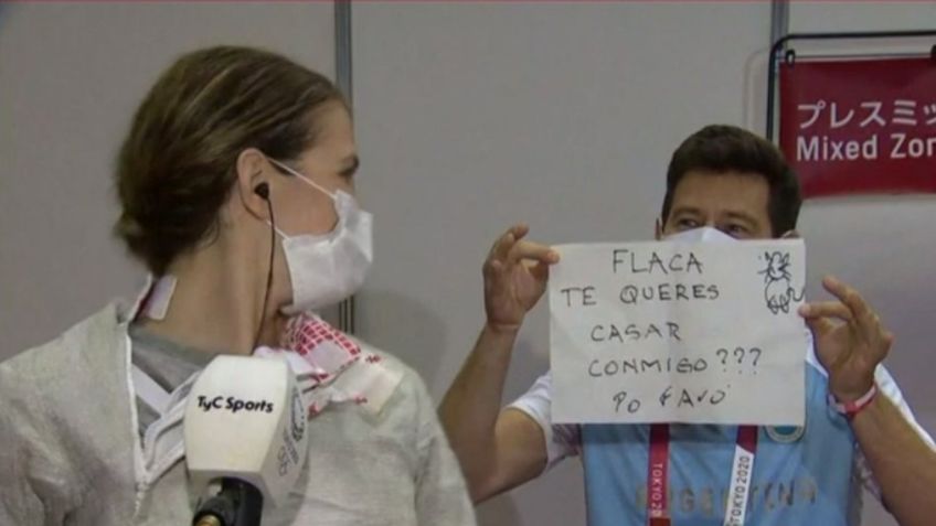 Momento Top Tokio 2020: Entrenador de esgrimista argentina le pide matrimonio en vivo
