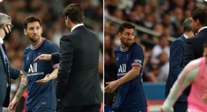 PSG: Messi discute con Pochettino tras salir de cambio ante Lyon (VIDEO)