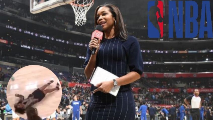 Así fue la estrepitosa caída de una reportera en juego de la NBA (VIDEO VIRAL)