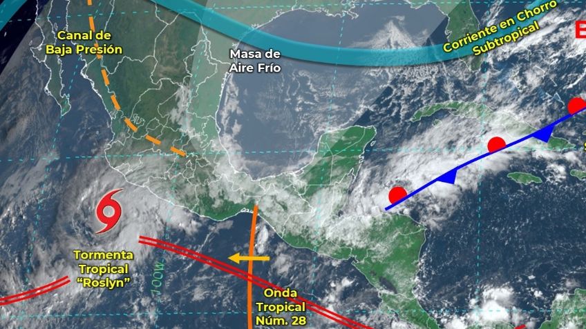 Tormenta tropical Roslyn y Onda Tropical 28: Dónde habrá lluvias este 22 y 23 de octubre