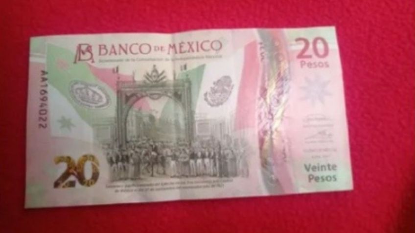 Entregan hasta 600 mil pesos al afortunado dueño de este billete de 20 pesos