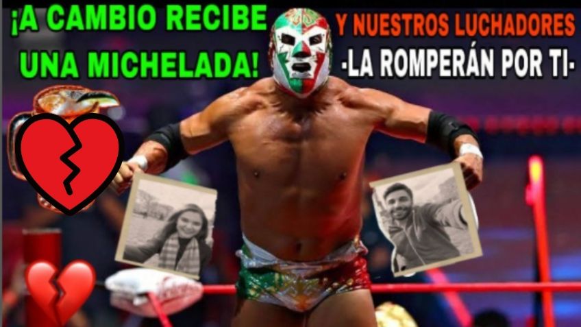 Luchadores rompen foto de tu ex en función especial por 14 de febrero
