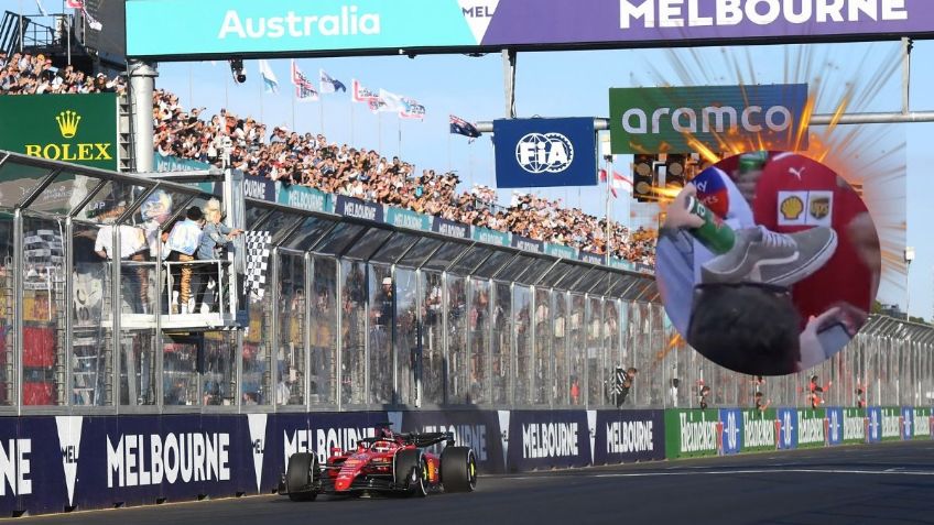 Reportero de la Fórmula 1 toma cerveza ¡en el zapato de un fan! VIDEO