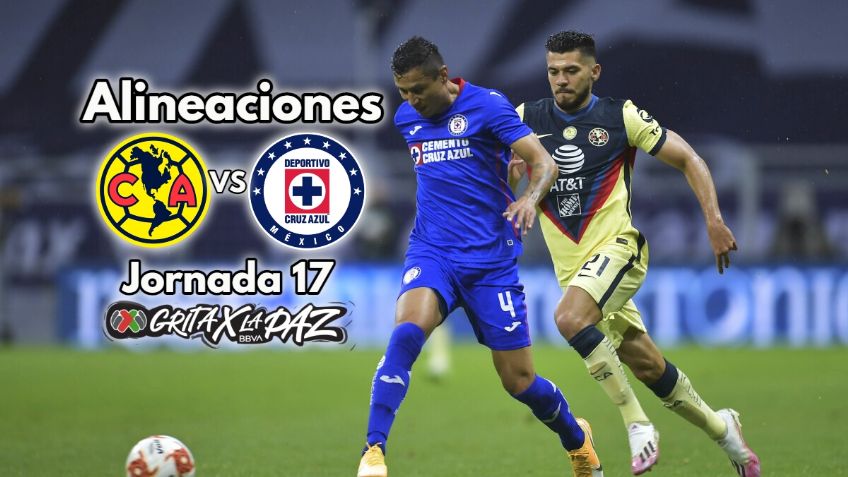 América vs Cruz Azul: ALINEACIONES | Clásico Joven Jornada 17 Liga MX
