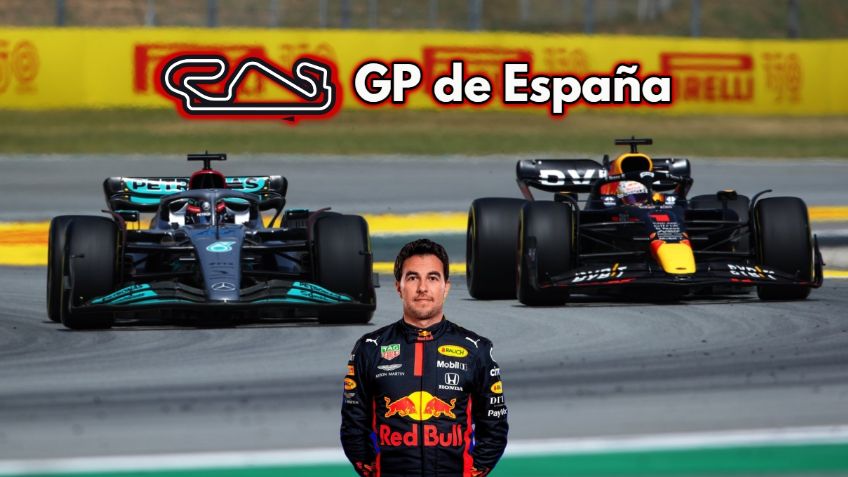 El rebase de Checo Pérez sobre Russell para liderar el GP de España (VIDEO)