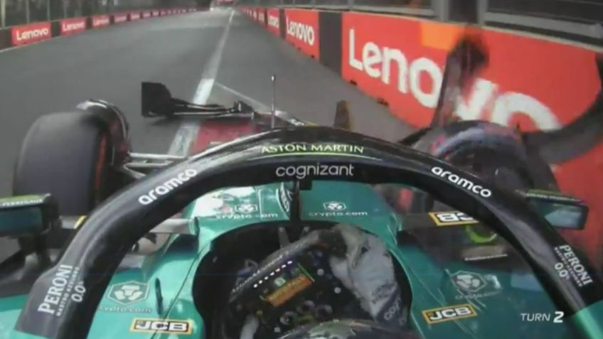Lance Stroll arruina su auto con dos choques en qualy del GP de Azerbaiyán (VIDEO)