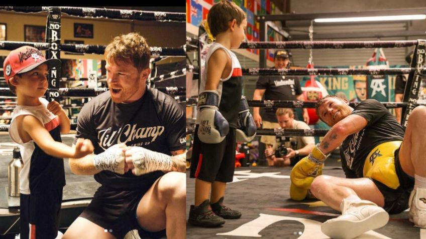 Canelo Álvarez recibe los golpes de su pequeño hijo tras sparring | VIDEO