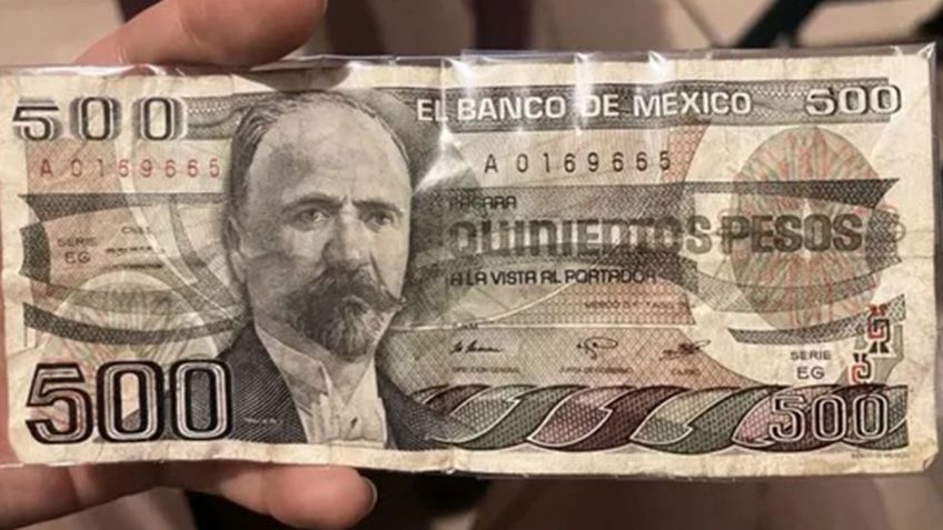 Este es el billlete de 500 pesos con la imagen de Madero que se vende en 10 mil pesos