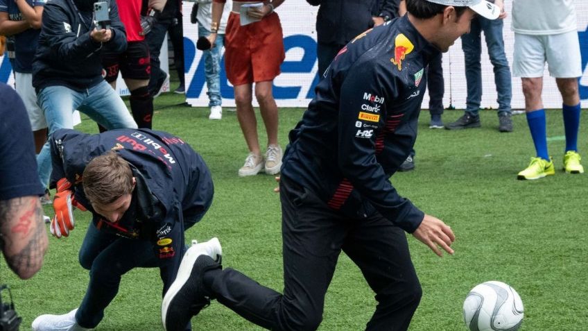 VIDEO muestra a Checo Pérez dándole un baile a Verstappen en el futbol