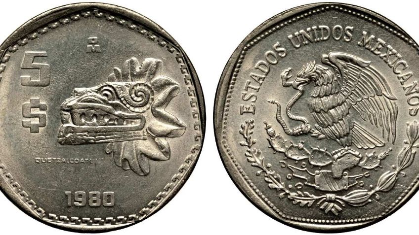 Quetzalcóatl y su rara moneda de 5 pesos por la que ofrecen hasta 30,000 pesos (FOTOS)
