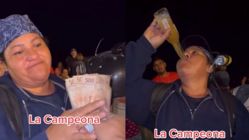 ¡Doña Chela! Mujer se hace VIRAL por tomarse una cerveza en cuatro segundos (VIDEO)