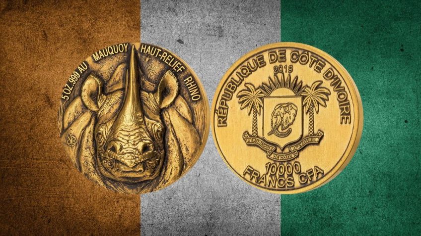Checa la moneda de ORO con un rinoceronte por la que piden más de medio millón de pesos