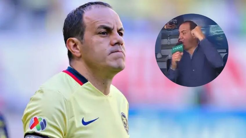 Así festejó Cuauhtémoc Blanco el gol del América junto a David Faitelson