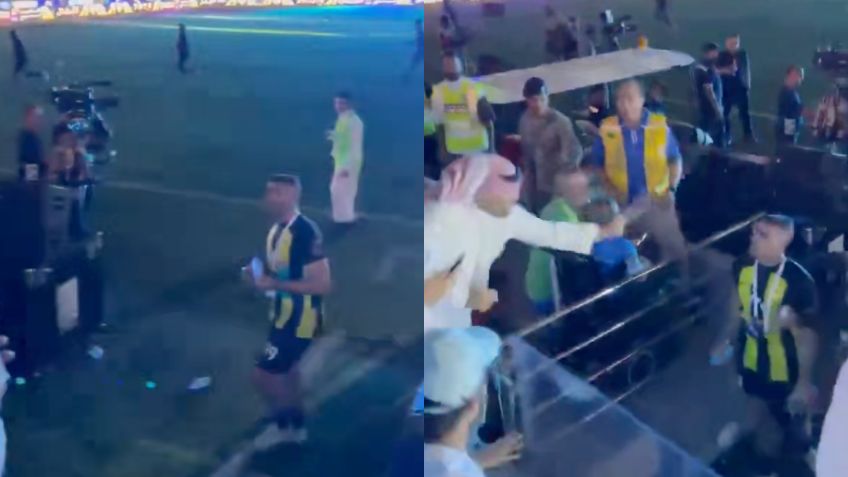 Jugador de Al-Ittihad le avienta agua a un aficionado y este le mete unos latigazos | VIDEO