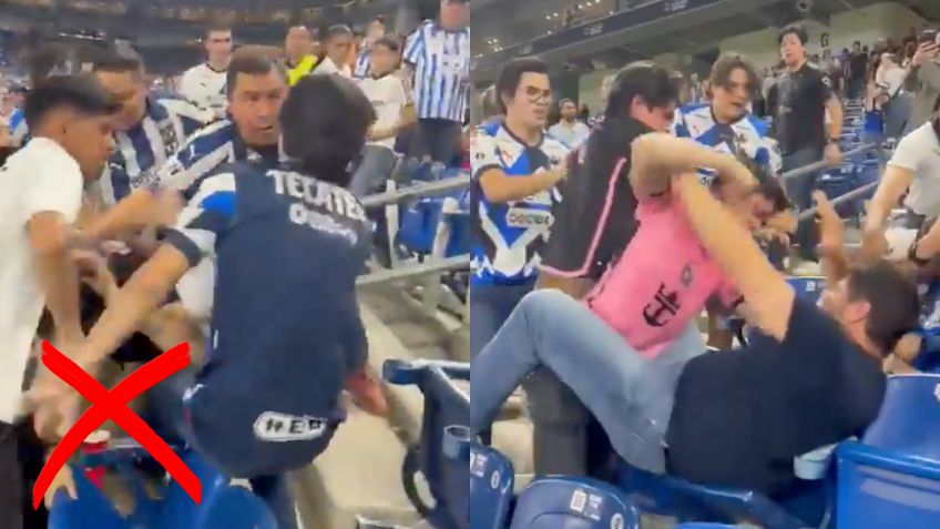 Así fue la FUERTE pelea entre fans regios durante el partido de Rayados vs Inter de Miami | VIDEO