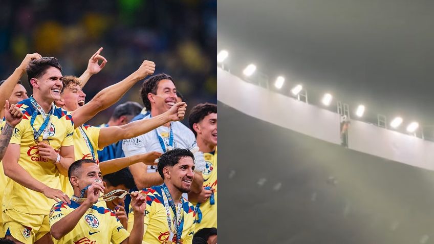 Aficionado del América se vuelve viral por celebrar el título desde el techo del Estadio Azteca ! VIDEO