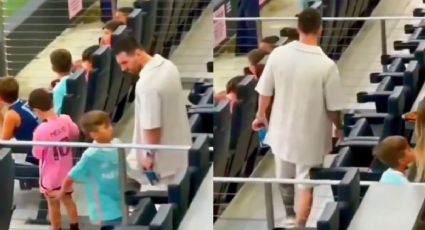 Messi es ignorado por el hijo de Luis Suárez en pleno estadio y es captado en VIDEO