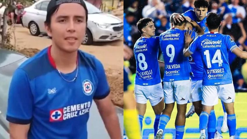 Fanático de Cruz Azul rescata su auto entre los escombros que dejó el Huracán John en Acapulco