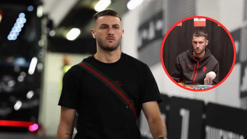 Santiago Gimenez pinta calaverita con los colores del Milan por el Día de Muertos