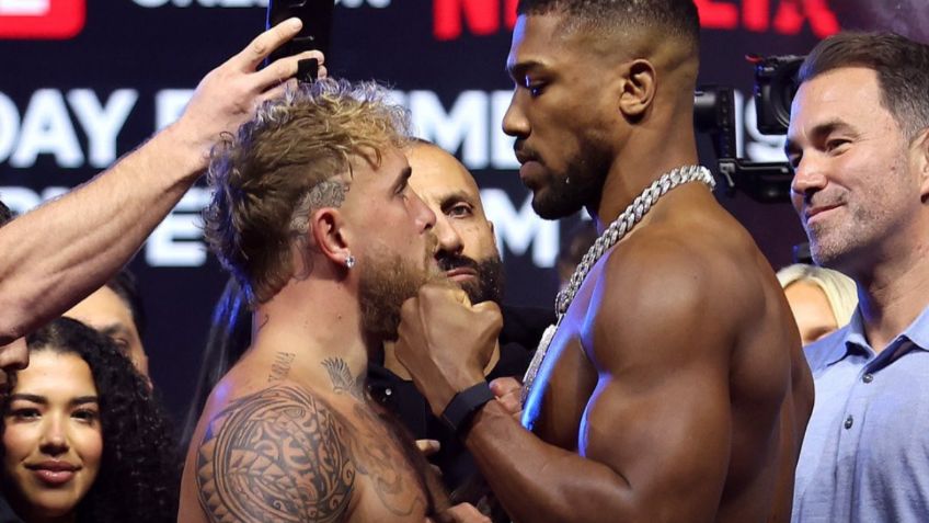 Así fue el intenso careo entre Jake Paul y Anthony Joshua en el pesaje previo a su pelea | VIDEO