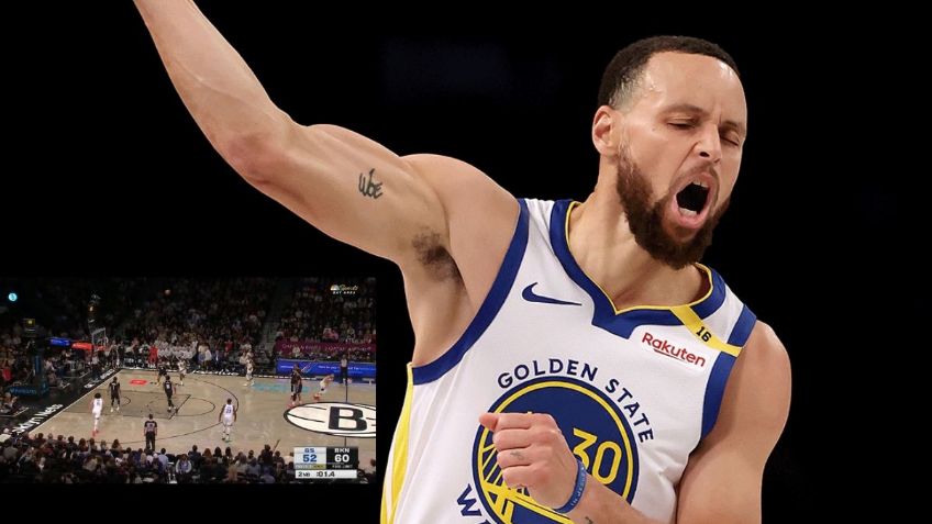 Stephen Curry logra alucinante triple desde media cancha, en noche de 40 puntos