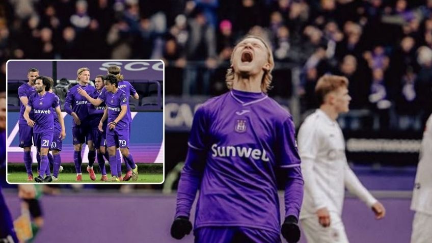 Con Chino Huerta de titular y póker de Kasper Dolberg, Anderlecht golea a Gent