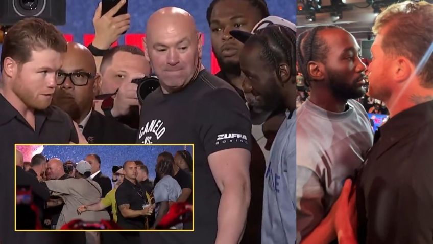 Canelo y Crawford llegan a los empujones tras picante careo en Nueva York | VIDEO